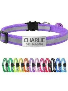 13 Colors Custom Engraved Reflective Cat Collar