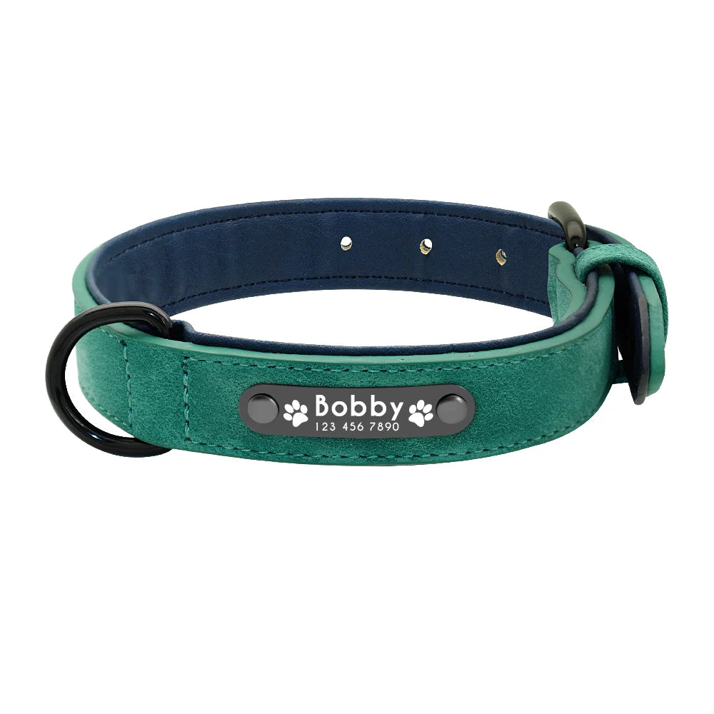 Custom Leather Dog Collar Leash Personalized
