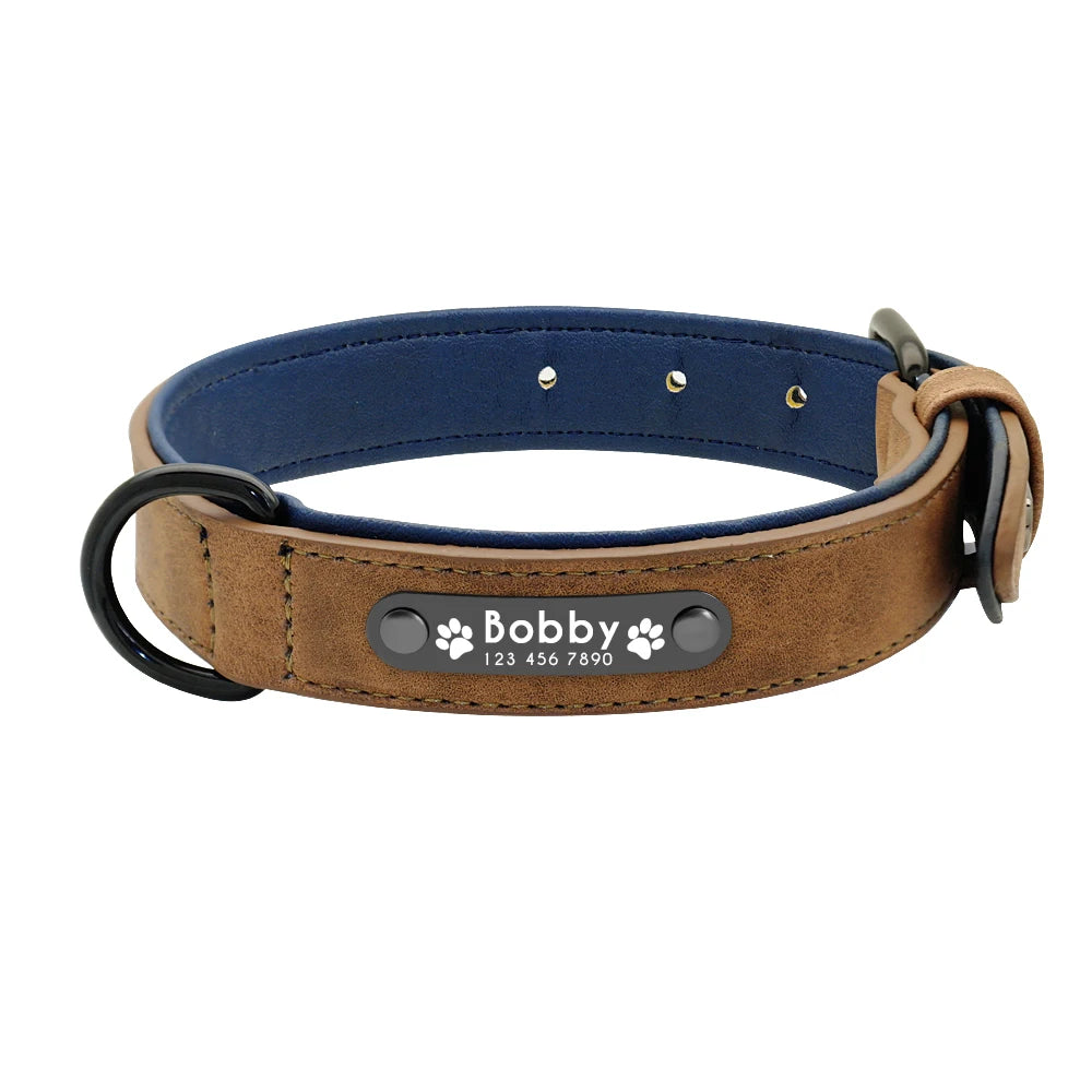 Custom Leather Dog Collar Leash Personalized