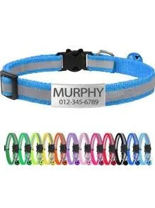 13 Colors Custom Engraved Reflective Cat Collar
