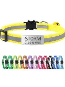 13 Colors Custom Engraved Reflective Cat Collar