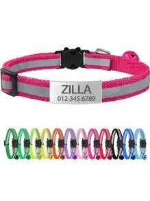 13 Colors Custom Engraved Reflective Cat Collar