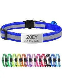 13 Colors Custom Engraved Reflective Cat Collar