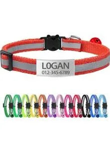 13 Colors Custom Engraved Reflective Cat Collar