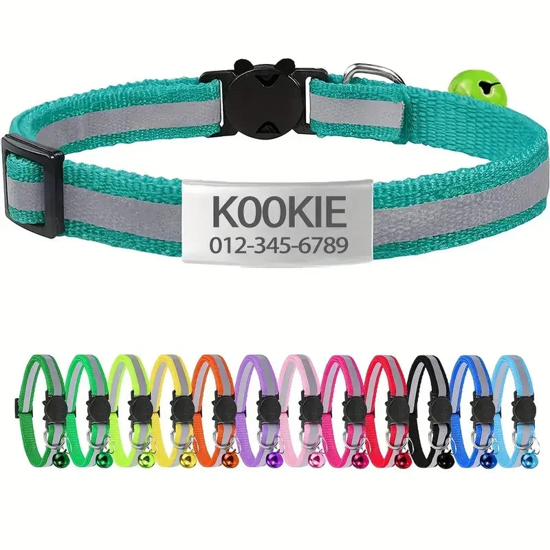 13 Colors Custom Engraved Reflective Cat Collar
