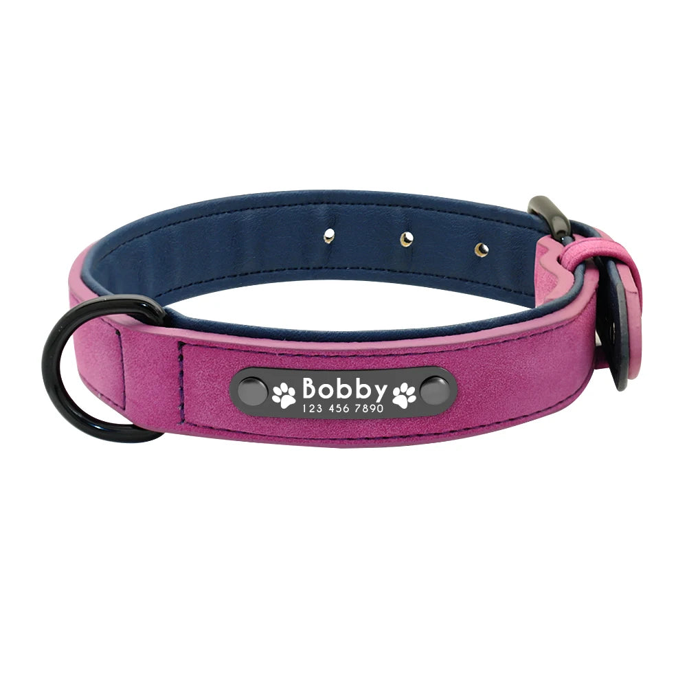 Custom Leather Dog Collar Leash Personalized