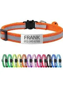 13 Colors Custom Engraved Reflective Cat Collar