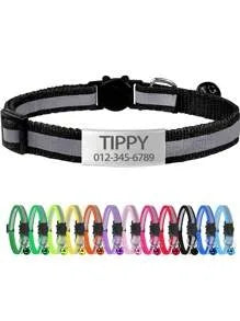 13 Colors Custom Engraved Reflective Cat Collar