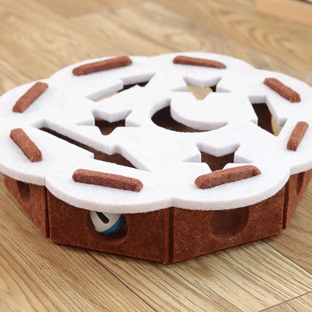 Interactive Cat Puzzle Toy Felt Toy Box with Maze Tunnel Bell Ball Indoor Entertainment Cat Toy